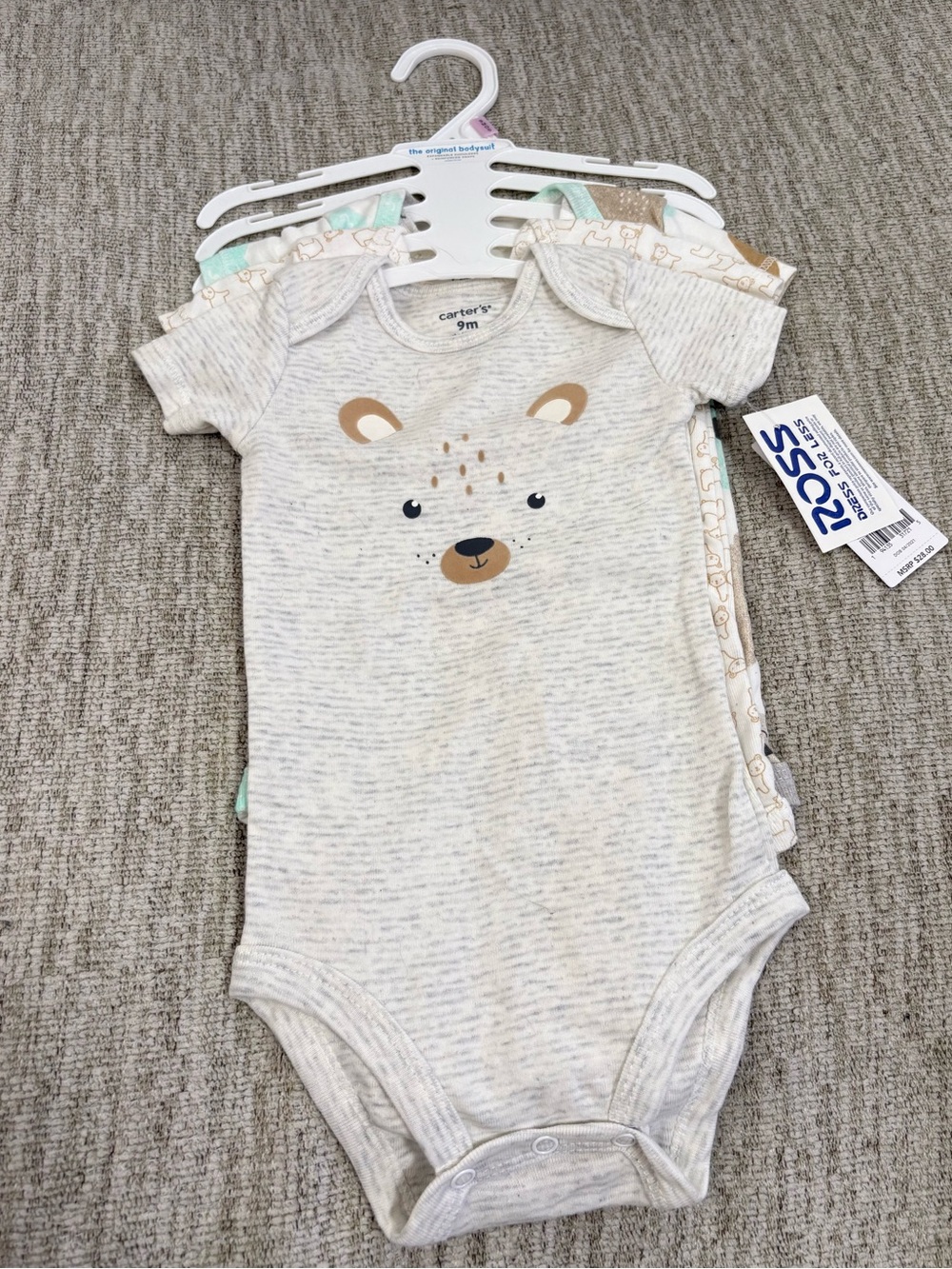 Carter's Neutral Beige Bear Graphic One-Piece Bodysuit (3-Pack)